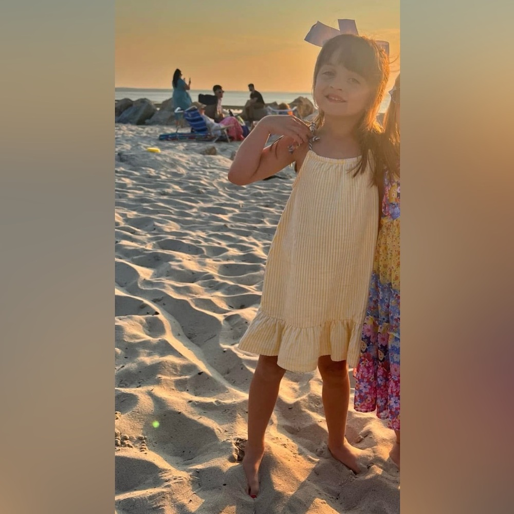 Vince Camuto Yellow Striped Kids Sundress with Navy Accents | Girls 5T - Picture 6 of 6
